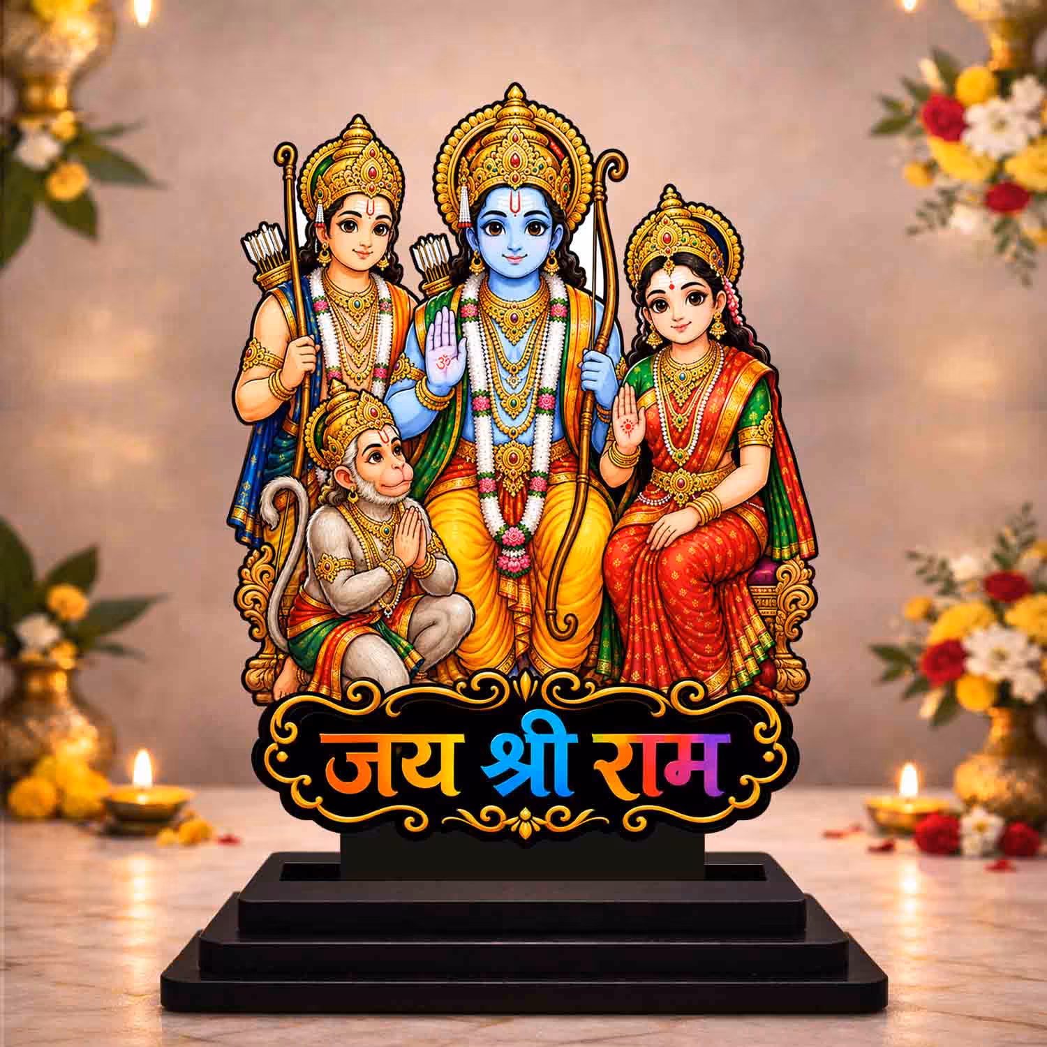 Ram Darbar Wooden God Idol