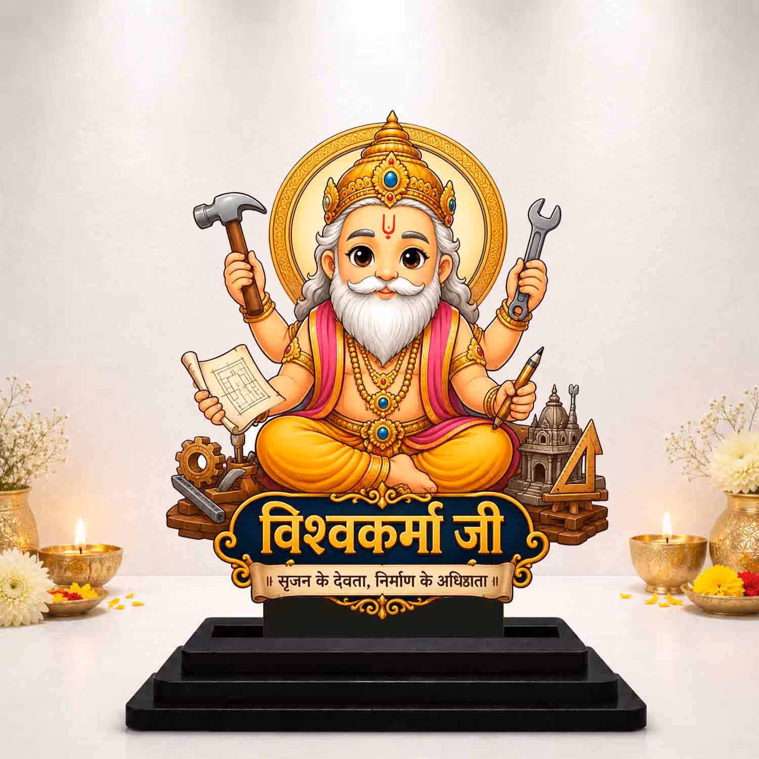 Vishwakarma Ji Wooden God Idol Wooden God Idols
