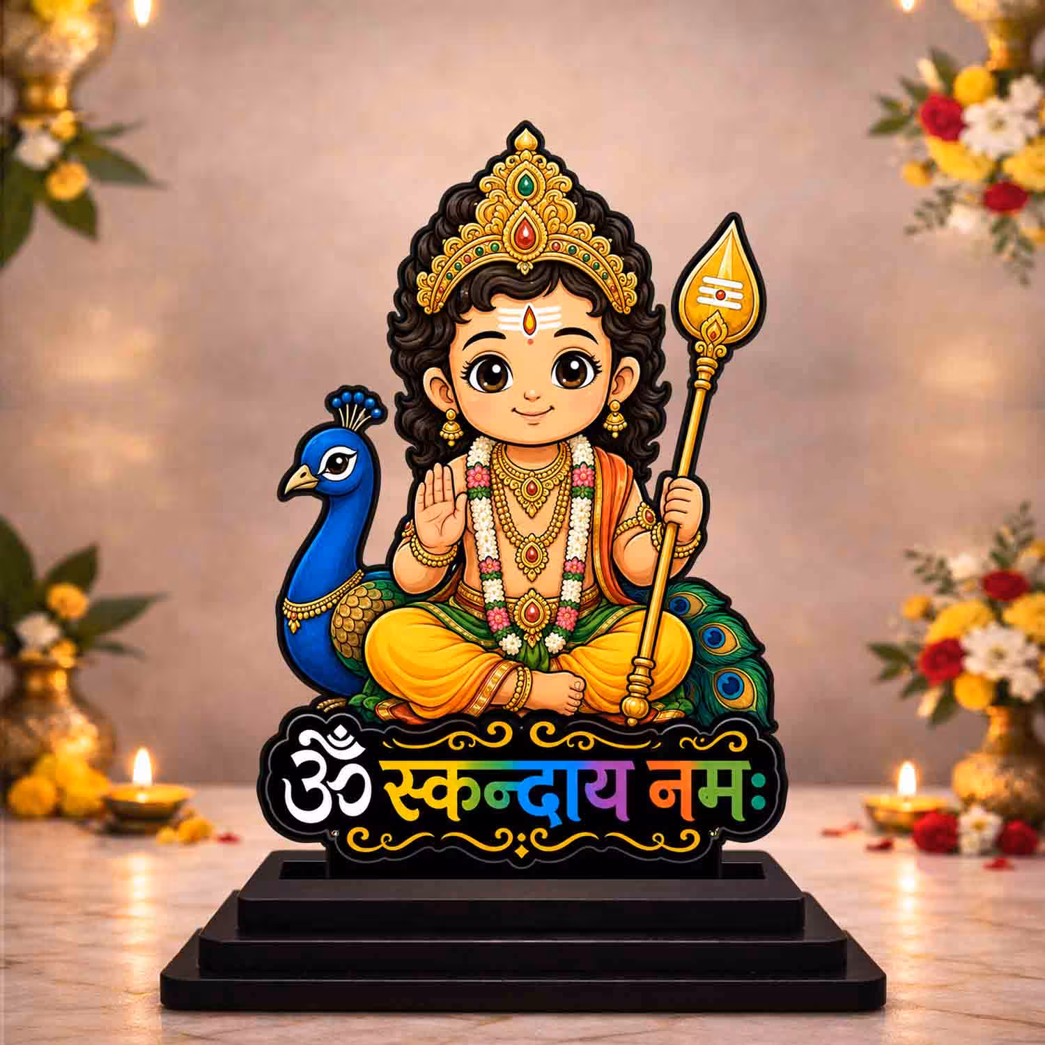 Kartikeya Ji Wooden God Idol