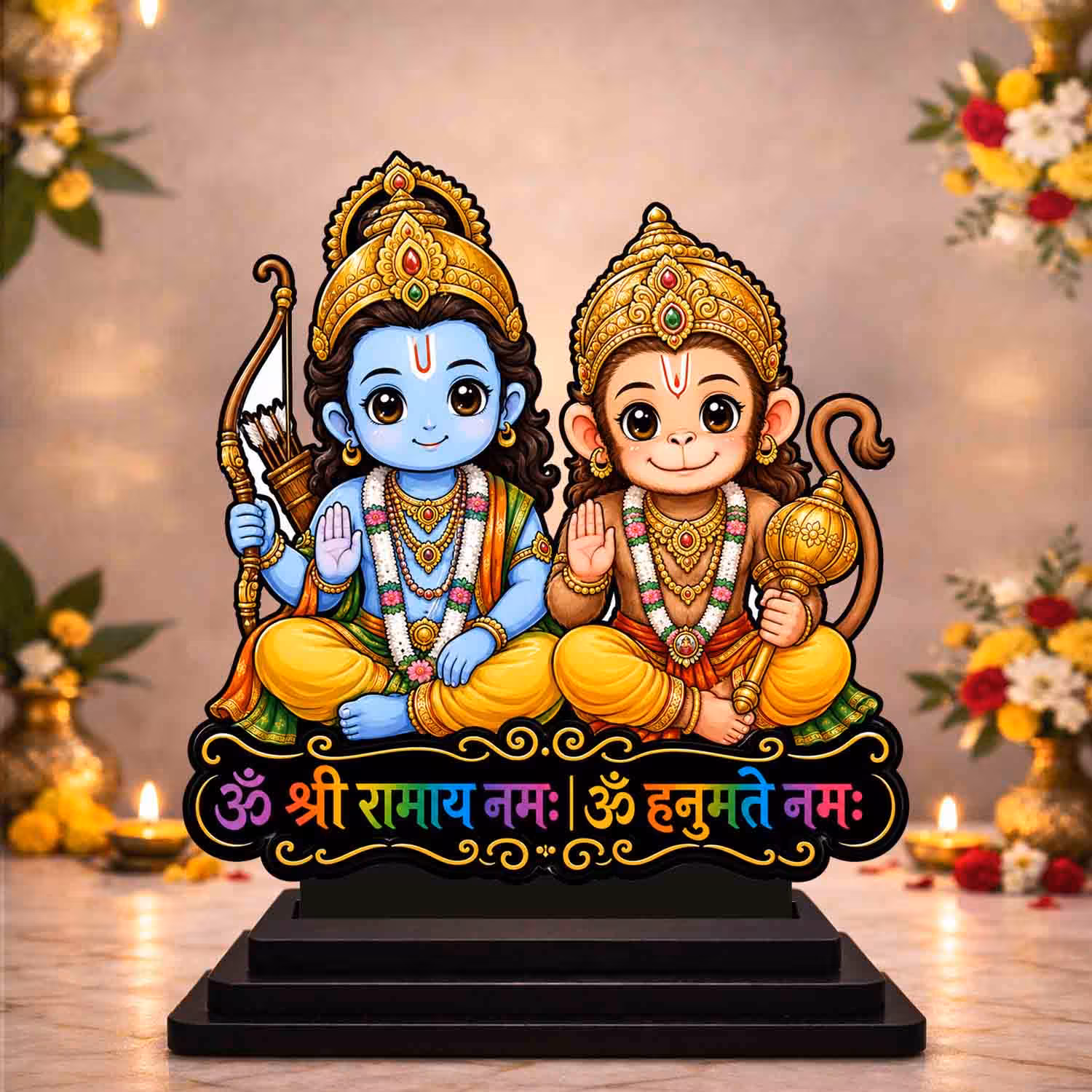 Ram Ji Hanuman Ji Wooden God Idol