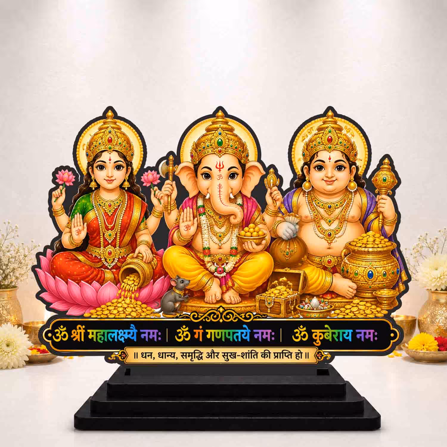 Lakshmi Ganesh Saraswati Wooden God Idol Wooden God Idols