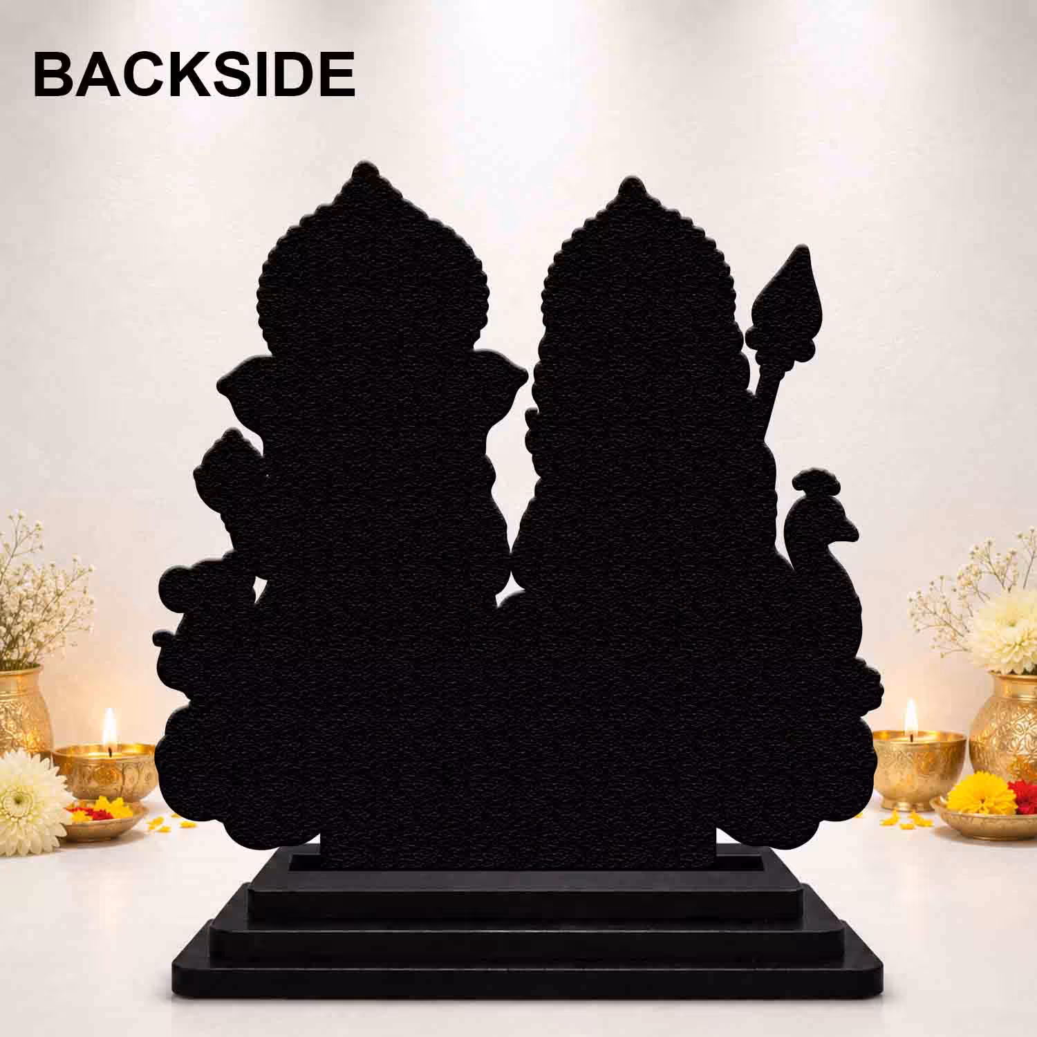 Ganesh Kartikeya Wooden God Idol brotherhood and family blessings