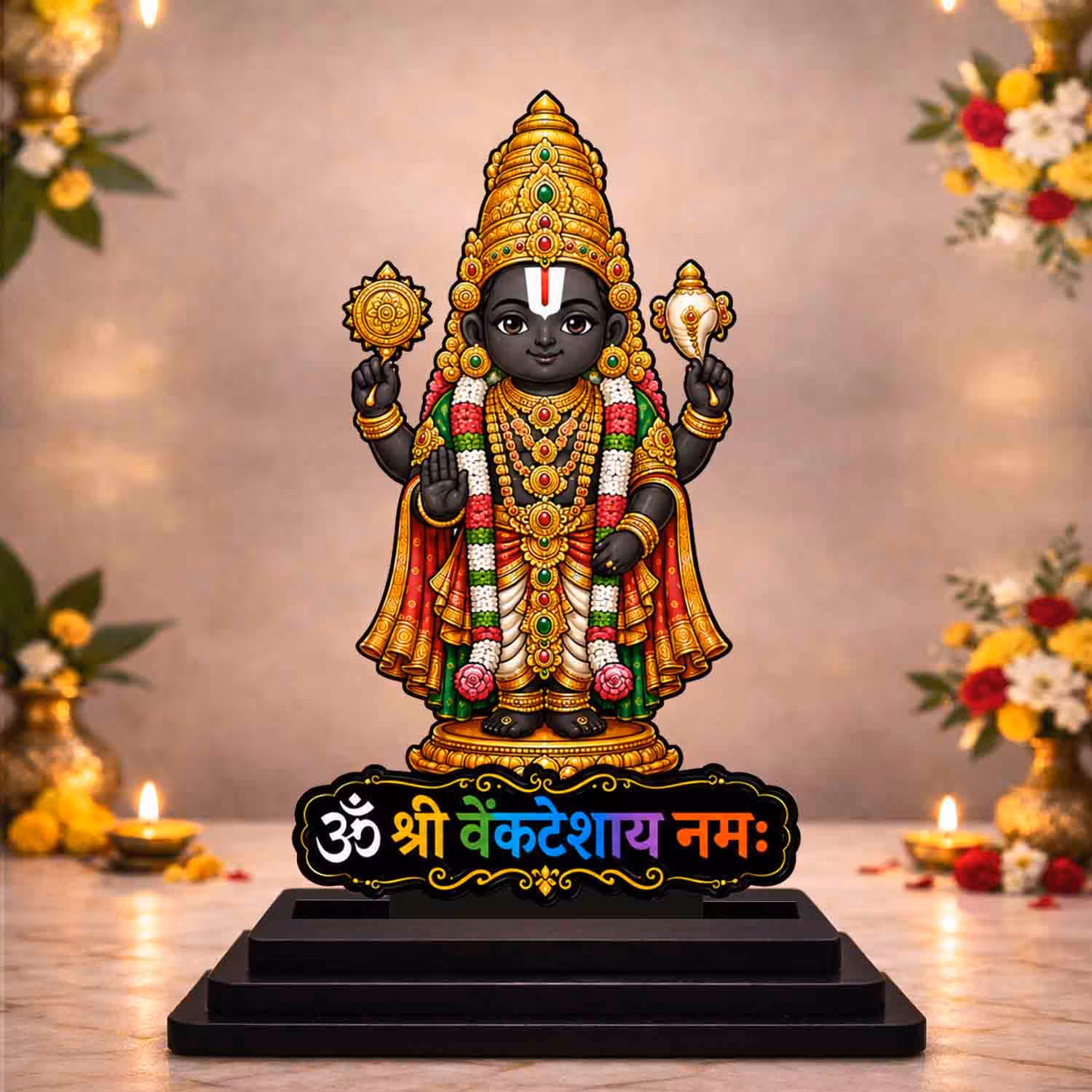 Tirupati Balaji wooden idol for home temple decor