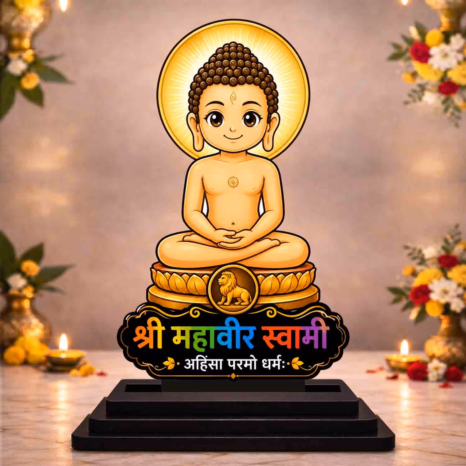 Mahavir Swami wooden MDF cutout idol for home temple