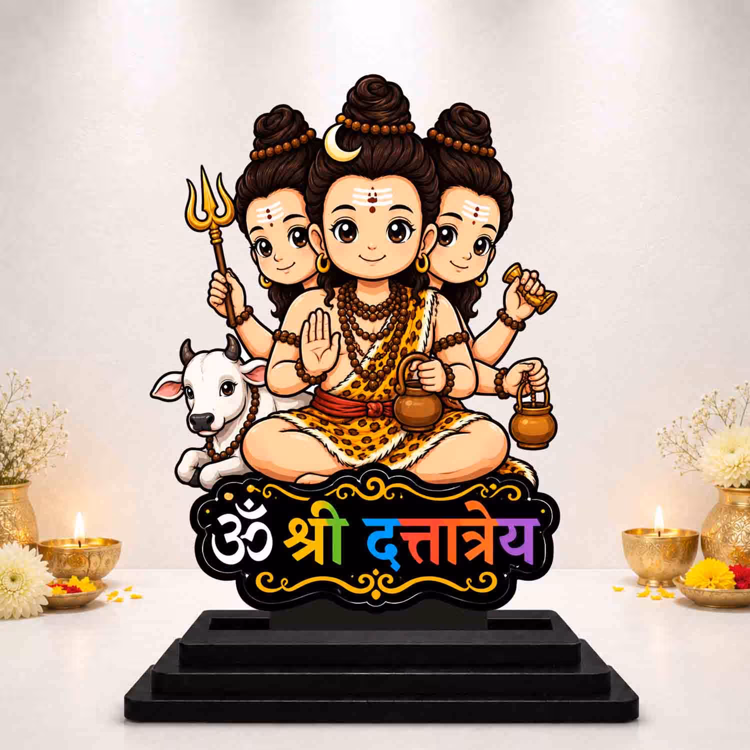 Dattatreya Wooden God Idol Wooden God Idols