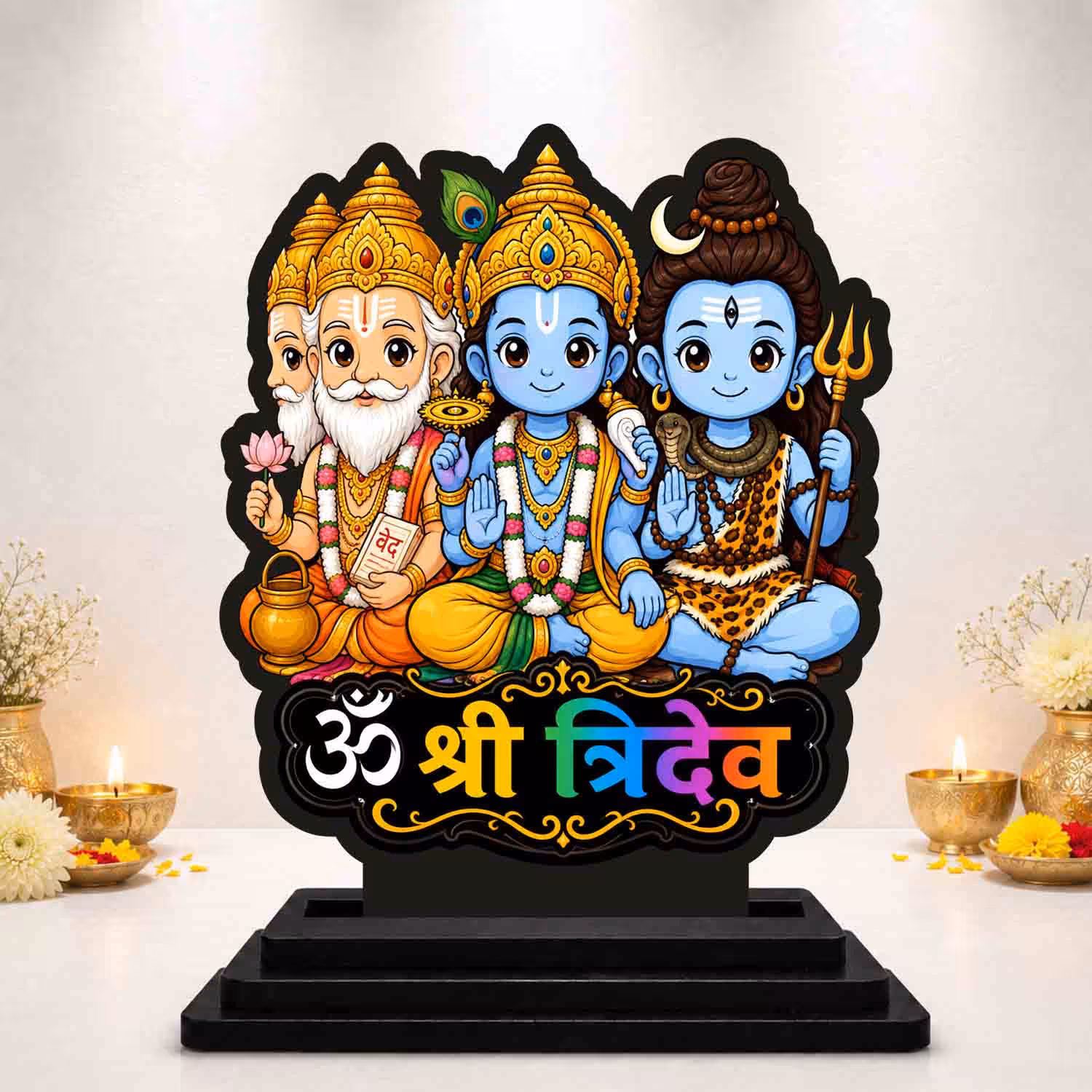 Tridev Wooden God Idol Wooden God Idols