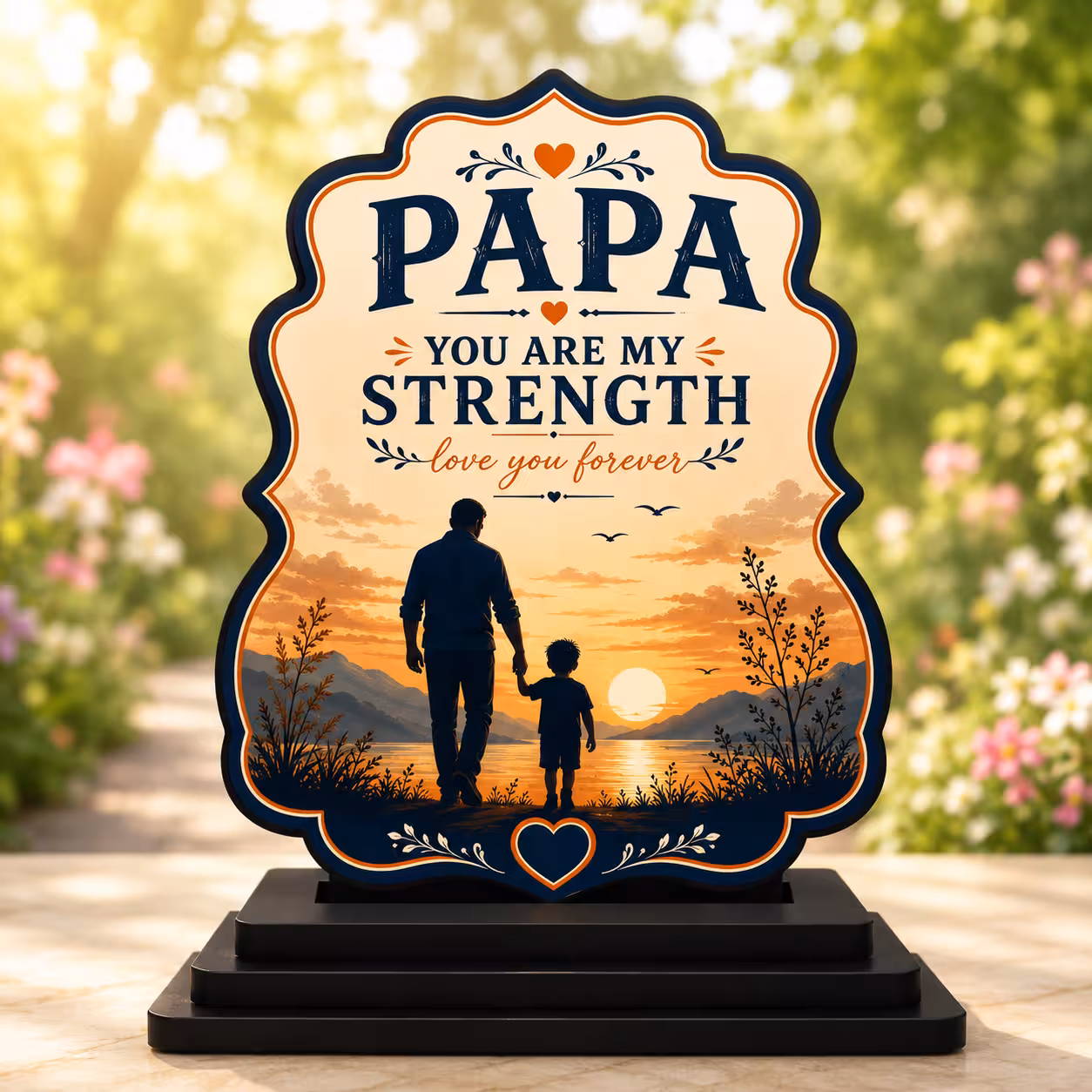 Vprint Quality Papa You Are My Strength MDF Table Top Statue, Emotional Father?s Day Gift, 7. Desk Decor