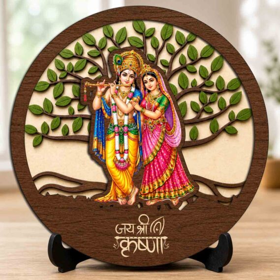 Lakshmi Narayan Wooden Idol/Murti with Stand for Home Temple & Office Desk