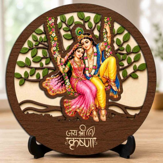 Saraswati Maa Wooden Idol/Murti with Stand for Home Temple & Office Desk