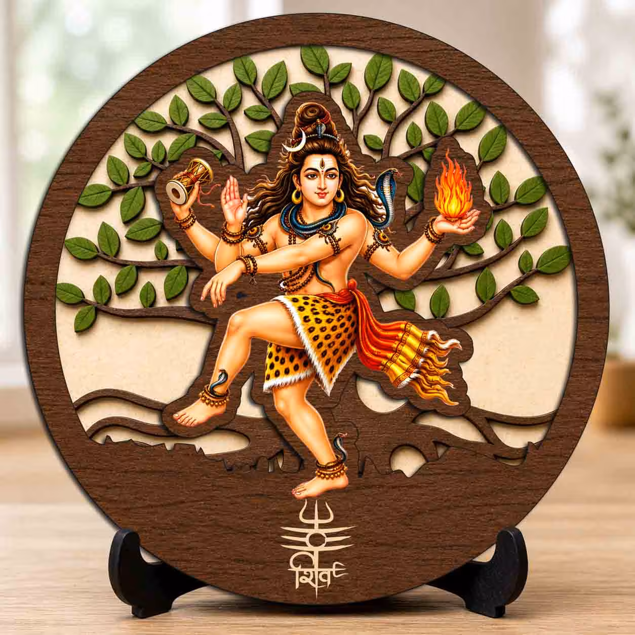 Nataraj Shiv Ji wooden idol with stand for home temple