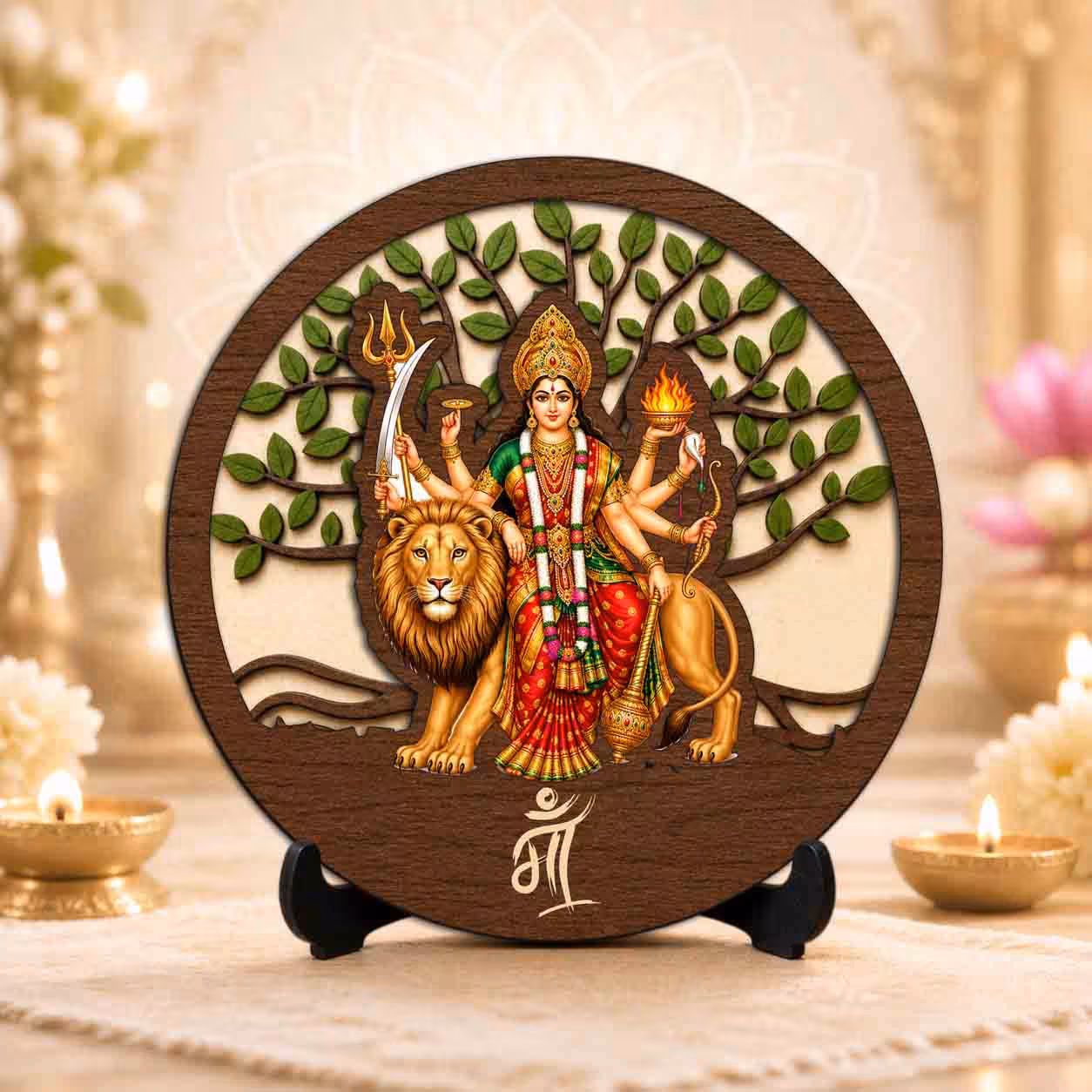 Sherawali Mata wooden statue Wooden God Idols
