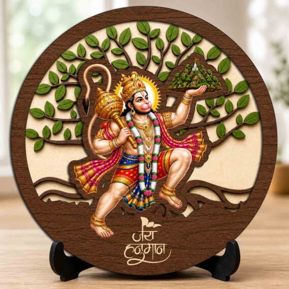 Hanuman Ji Wooden Idol/Murti with Stand for Home Temple & Office Desk