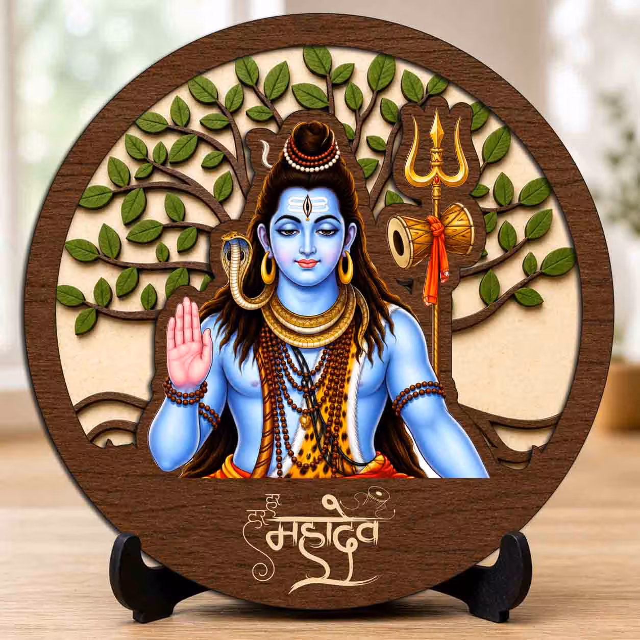 Shiv Ji wooden idol with stand for home mandir