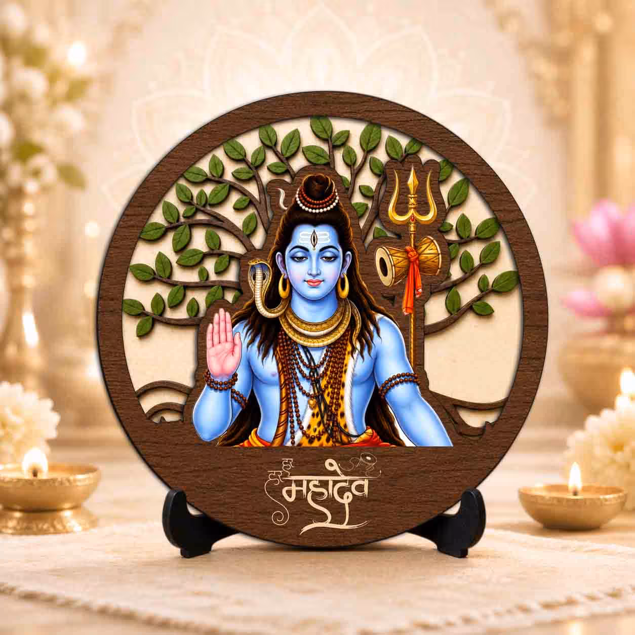 Shiv Ji portrait murti Wooden God Idols