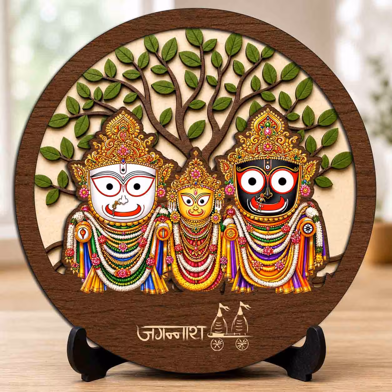 Jagannath Ji wooden idol with stand for home temple