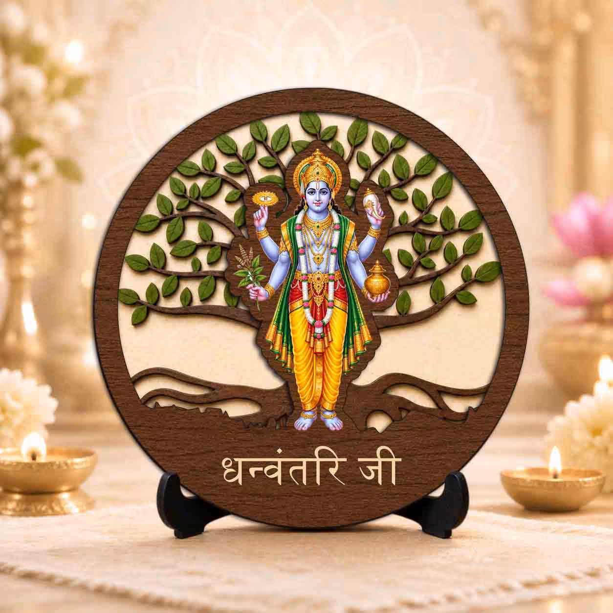 wooden god idol with stand Wooden God Idols