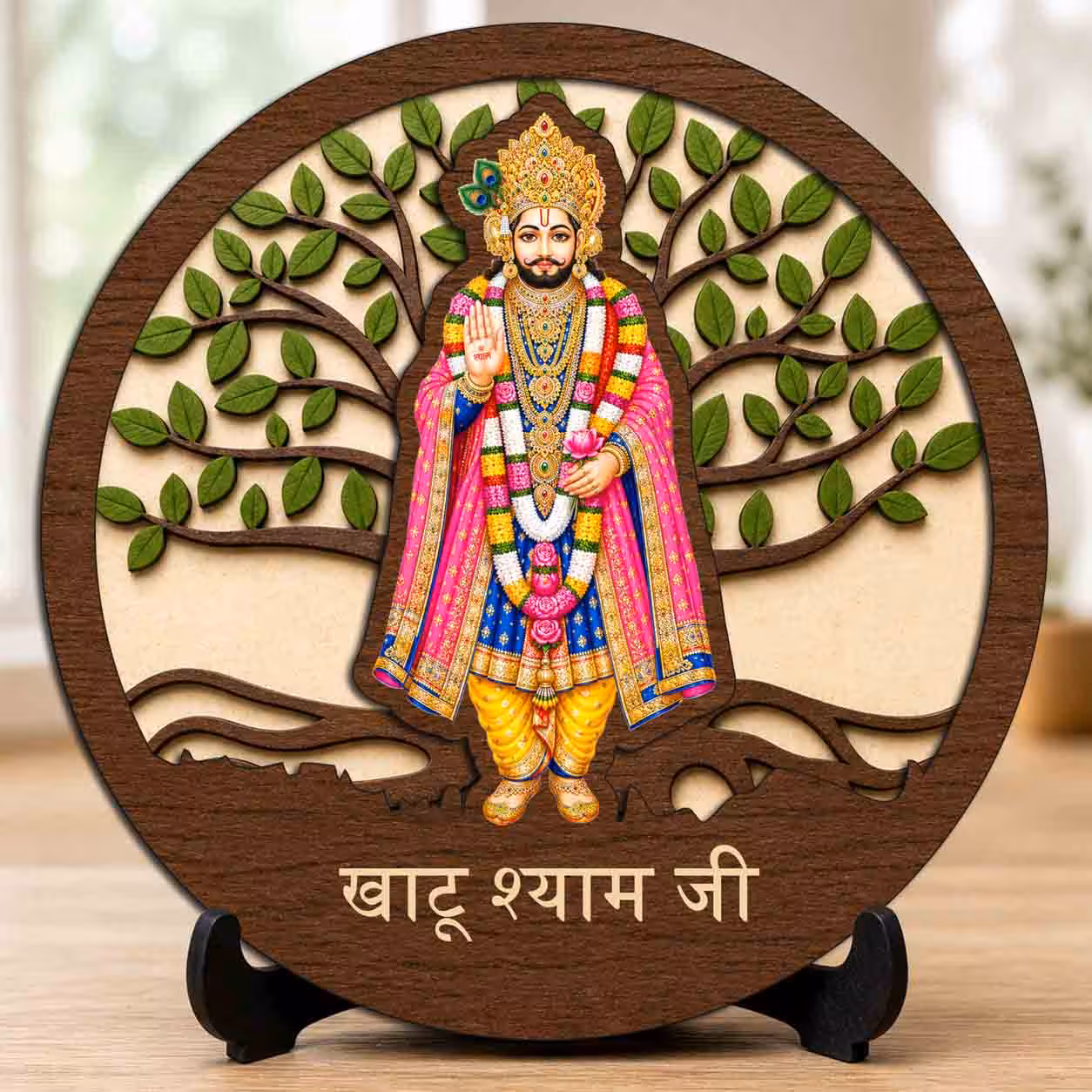 Khatu Shyam Ji wooden idol with stand for home temple