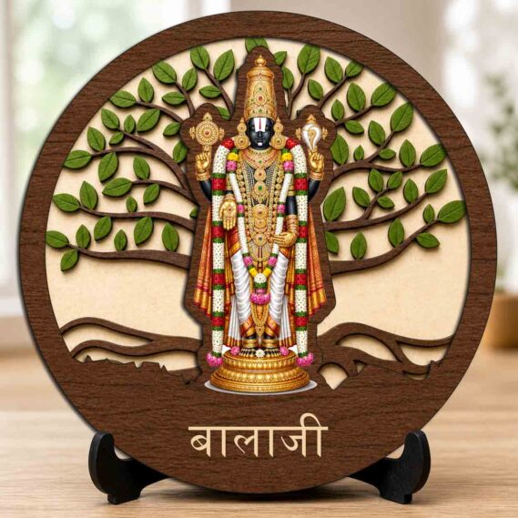 Balaji Wooden Idol / Murti with Stand for Home Temple, Puja Room & Indoor Decor ? 5x5 Inch