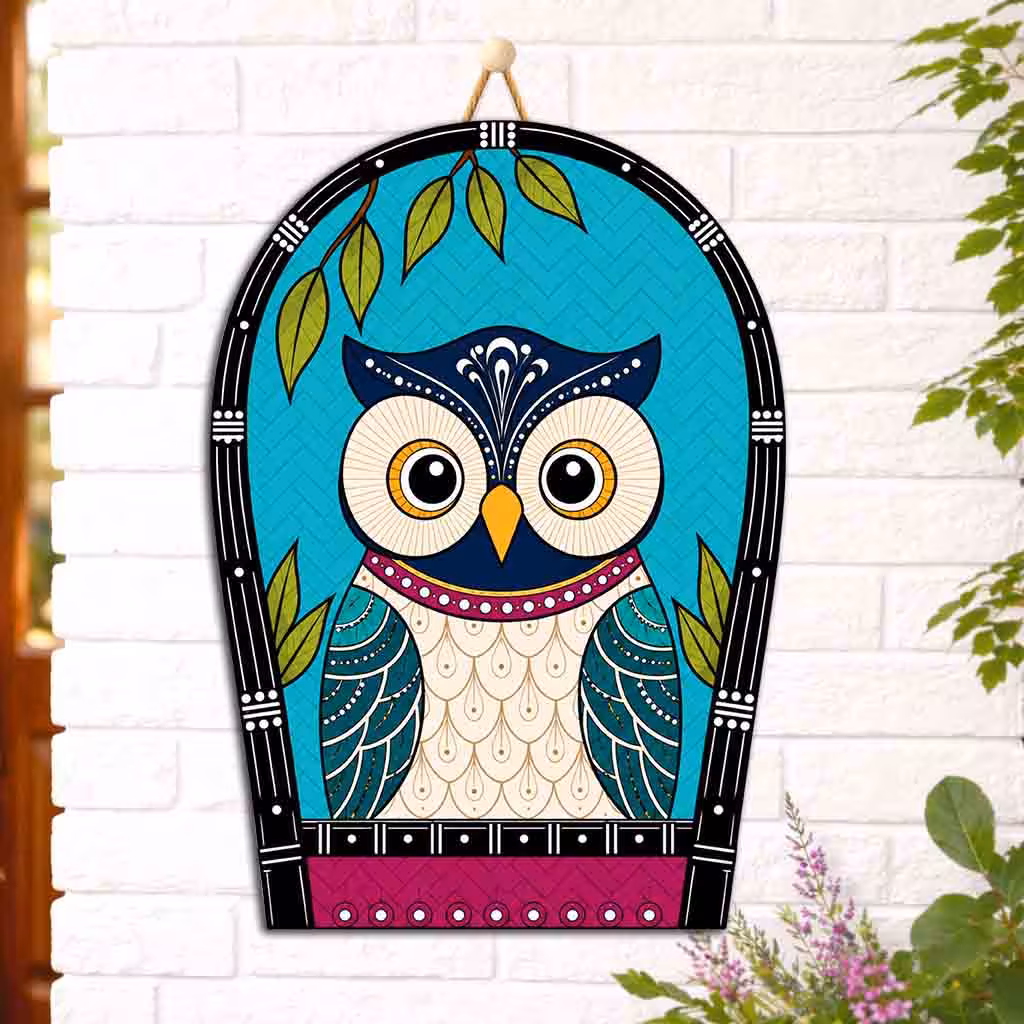 Colorful Owl Wooden Wall Hanging