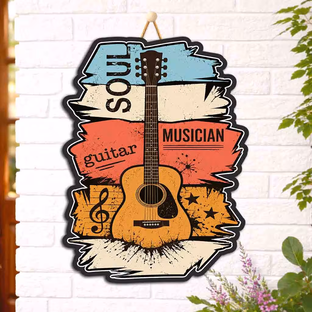 Music Guitar Wooden Wall Hanging