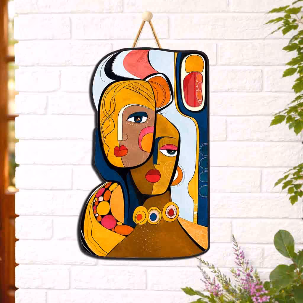 Abstract Woman Face Wooden Wall Hanging