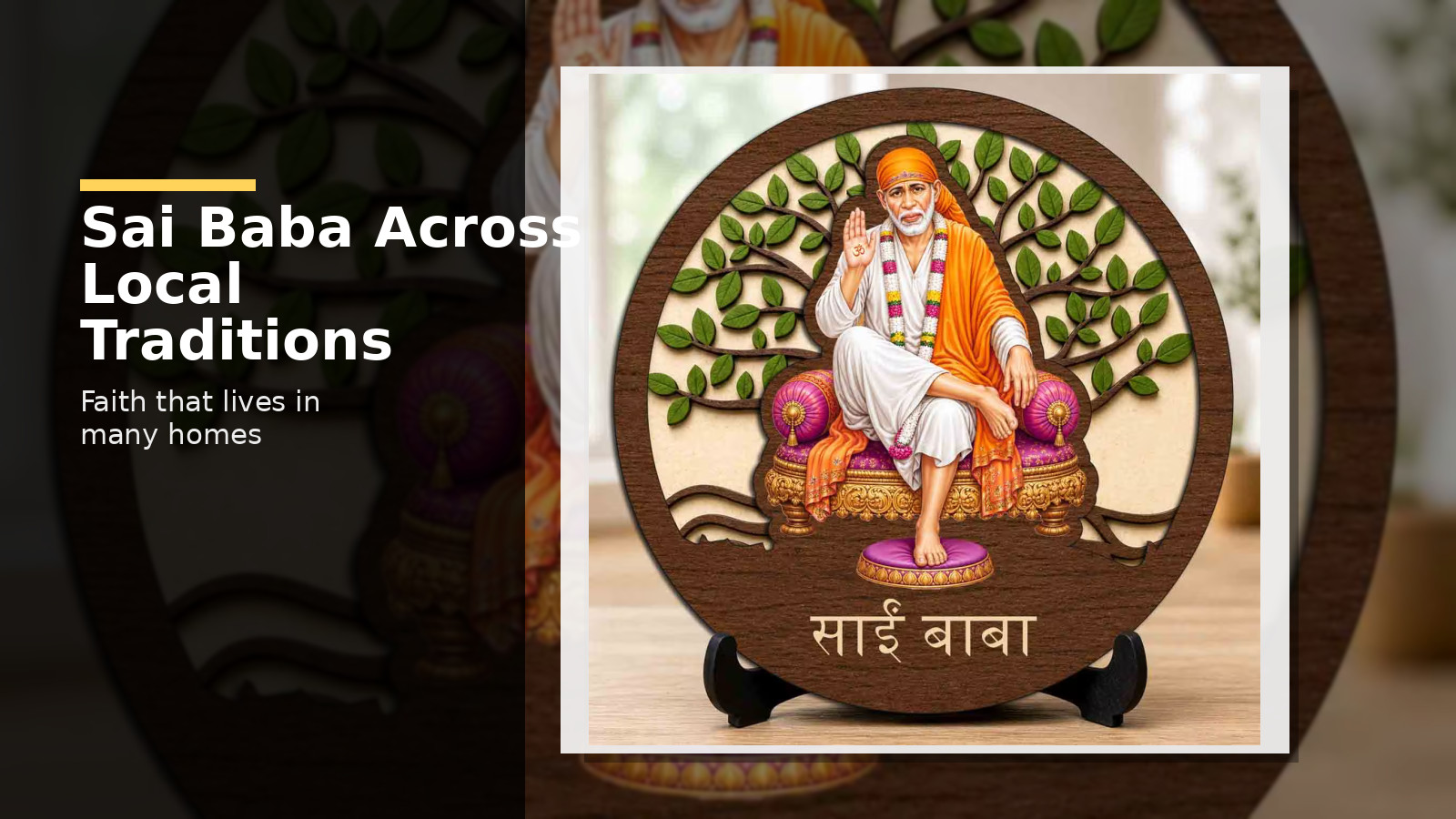 Sai Baba History: Regional Forms and Local Worship Traditions | Sai Baba Wooden Idol / Murti with Stand for Living Room, Prayer Corner & Table Top Decor ? 5×5 Inch